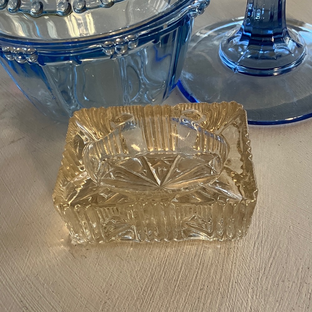 Vintage 1950’s Art Deco Glass Small Rectangular Ashtray